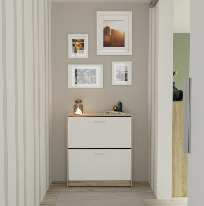 MUEBLES PITARCH Shoe Cabinet 2 Doors Tibet Cambrian Oak/White