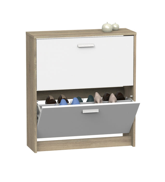 MUEBLES PITARCH Shoe Cabinet 2 Doors Tibet Cambrian Oak/White