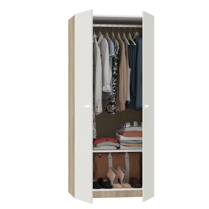 MUEBLES PITARCH Armario 2 Puertas Tibet Roble Cambrian/Blanco