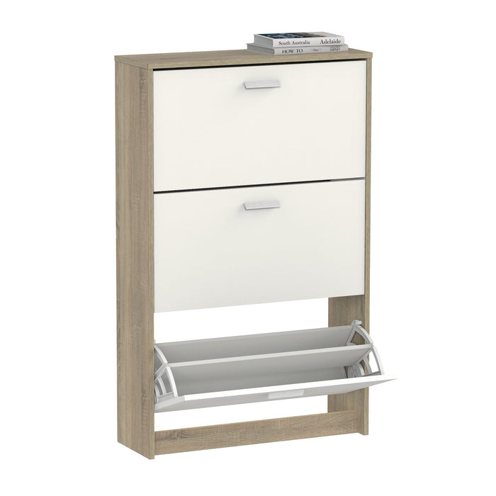 PITARCH FURNITURE Shoe Cabinet 3 Doors Tibet Cambrian Oak/White