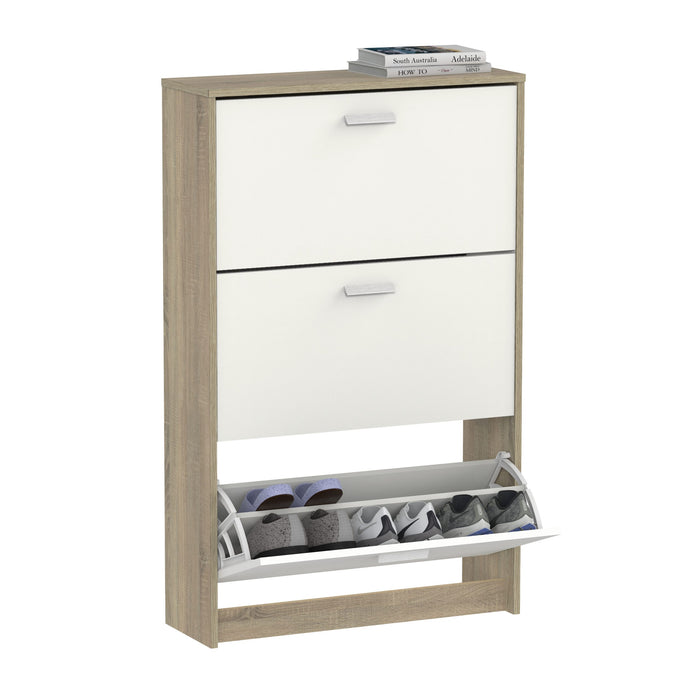 PITARCH FURNITURE Shoe Cabinet 3 Doors Tibet Cambrian Oak/White