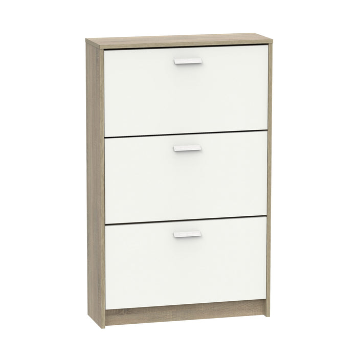 PITARCH FURNITURE Shoe Cabinet 3 Doors Tibet Cambrian Oak/White
