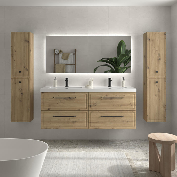 SALGAR 121803 RUNA Mueble de Baño 2 pozas Carga Mineral 140cm Roble