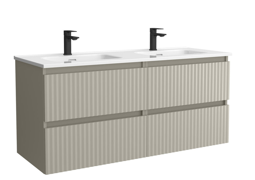 SALGAR 121745 KIRA Mueble de Baño 2 pozas Porcelana 120cm Gris mate