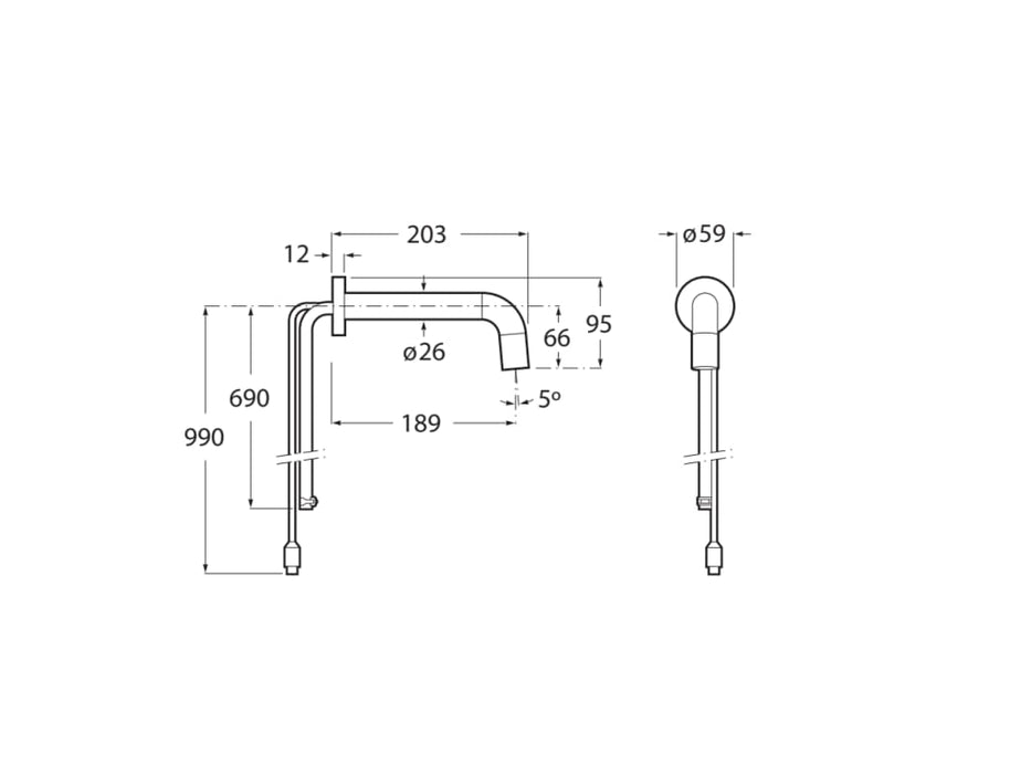 ROCA A5A5643C00 LOFT-E Grifo Electrónico Empotrable Lavabo Un Aguacon Sensor Integrado En El Caño Cromo