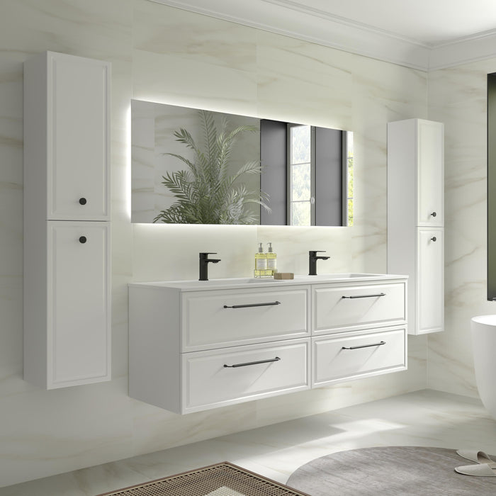 SALGAR 121805 RUNA Mueble de Baño 2 pozas Solid Surface 160cm Blanco Mate