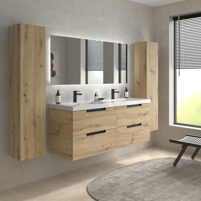 SALGAR 121986 LENI Mueble de Baño 2 pozas Carga Mineral 140cm Roble