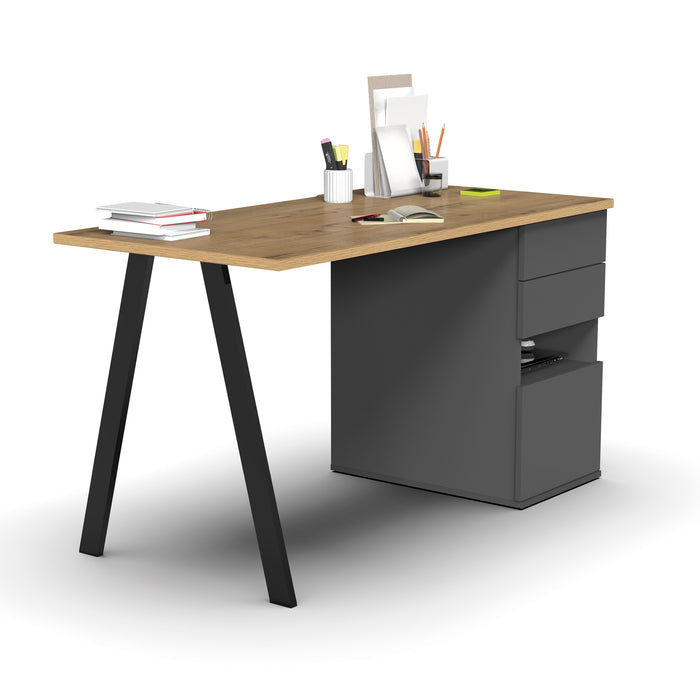 MUEBLES PITARCH Mesa Kiroba Gris/Roble Gold/pata negra