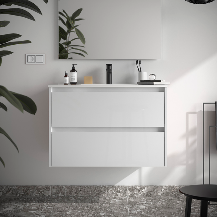 SALGAR NOJA Bathroom Furniture with Sink 2 Drawers White Gloss Color