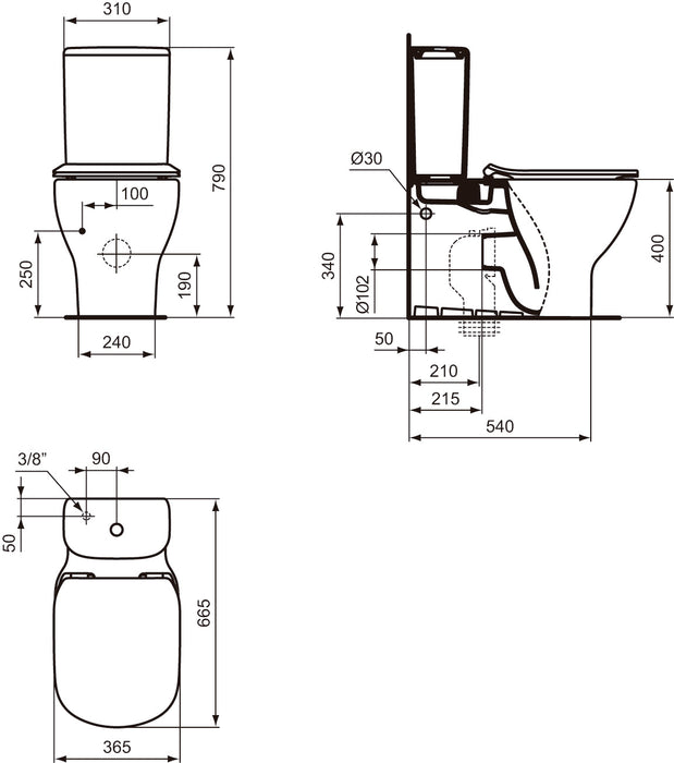 IDEAL STANDARD T371701 TESI Complete Aquablade Toilet