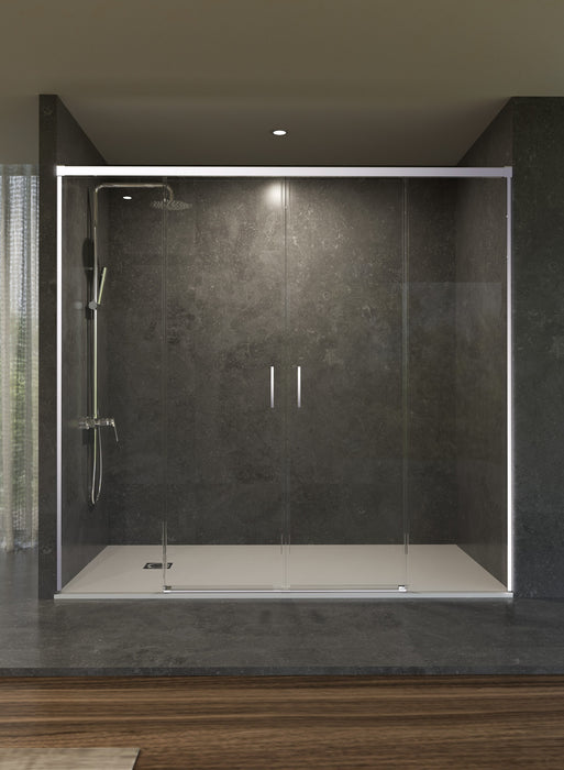 SB_X STYLO Mampara Frontal Ducha 2F+2C Cromo Transparente