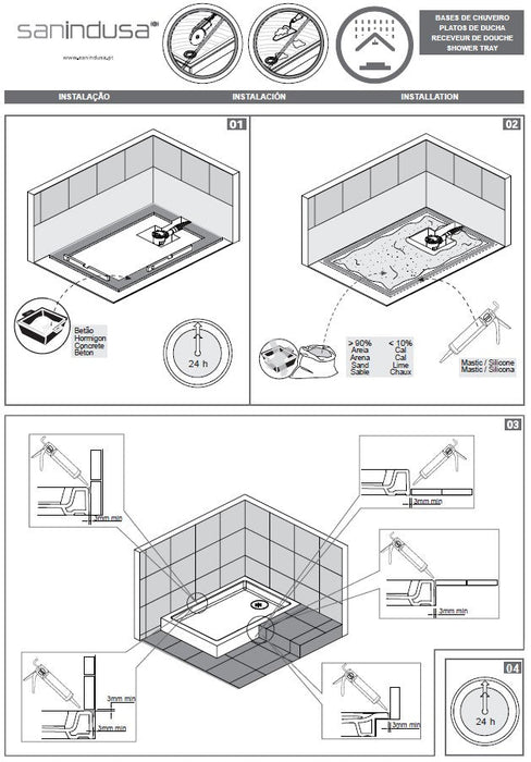 UNISAN STEPIN Ceramic Non-Slip Square White Shower Tray