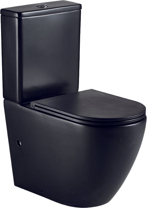 AQUORE 387040 GÉNOVA Pack Inodoro BTW Compacto Negro mate