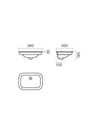 SANITANA NEXO Sink Built-in 56 Without Hole for Faucet White Gloss