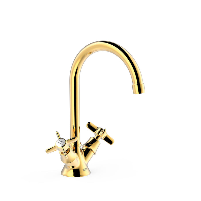 TRES 24210901OR TRES CLASSIC Two-Handle Faucet for Sink Color Gold 24K