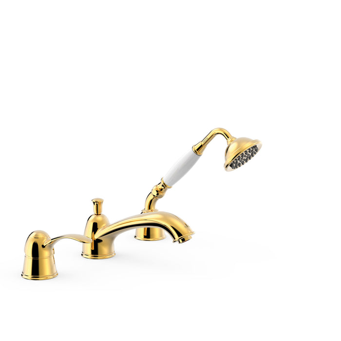 TRES 24214501OR TRES CLASIC Grifo Monomando para Borde De Bañera Color Oro 24K