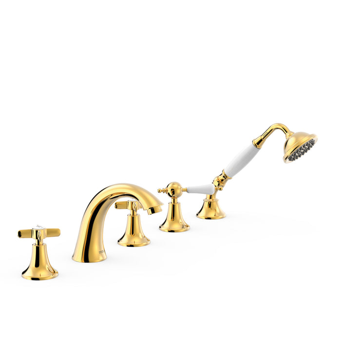 TRES 24214602OR TRES CLASIC Grifo Bimando para Borde De Bañera Color Oro 24K