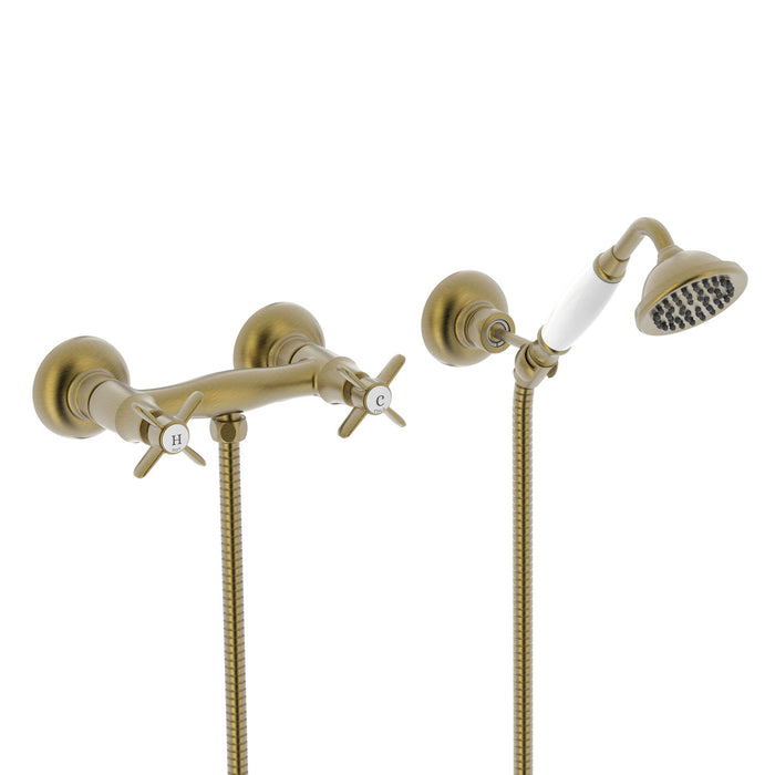 TRES 24216301LM TRES CLASSIC Wall-Mounted Dual-Handle Shower Faucet Old Matte Brass Color