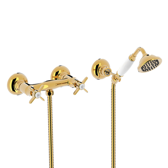 TRES 24216301OR TRES CLASIC Two-Handle Wall-Mounted Shower Faucet 24K Gold Color