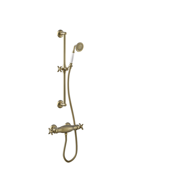 TRES 24216402LM TRES CLASIC Wall Mounted Thermostatic Shower Faucet Kit Matte Old Brass Color