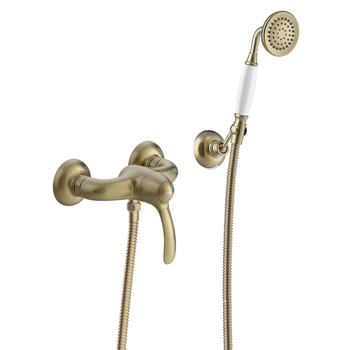 TRES 24216701LM TRES CLASSIC Single-Handle Wall-Mounted Shower Faucet Old Matte Brass Color