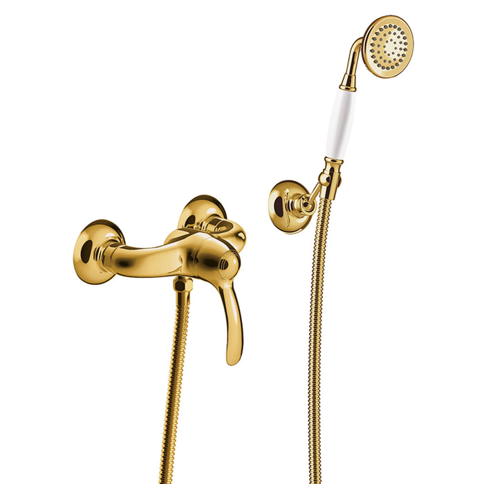 TRES 24216701OR TRES CLASIC Wall-Mounted Single-Handle Shower Faucet 24K Gold Color