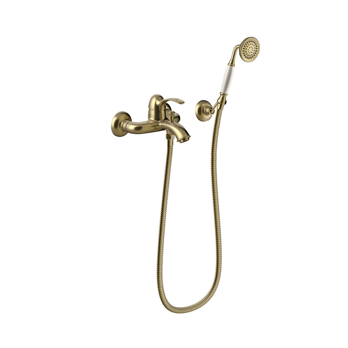 TRES 24217001LM TRES CLASSIC Wall-Mounted Single-Handle Faucet for Bathtub and Shower Old Matte Brass Color