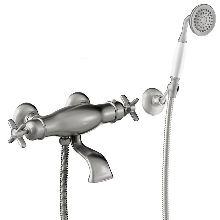 TRES 24217409AC TRES CLASIC Wall-Mounted Thermostatic Faucet for Bathtub and Shower Steel Color