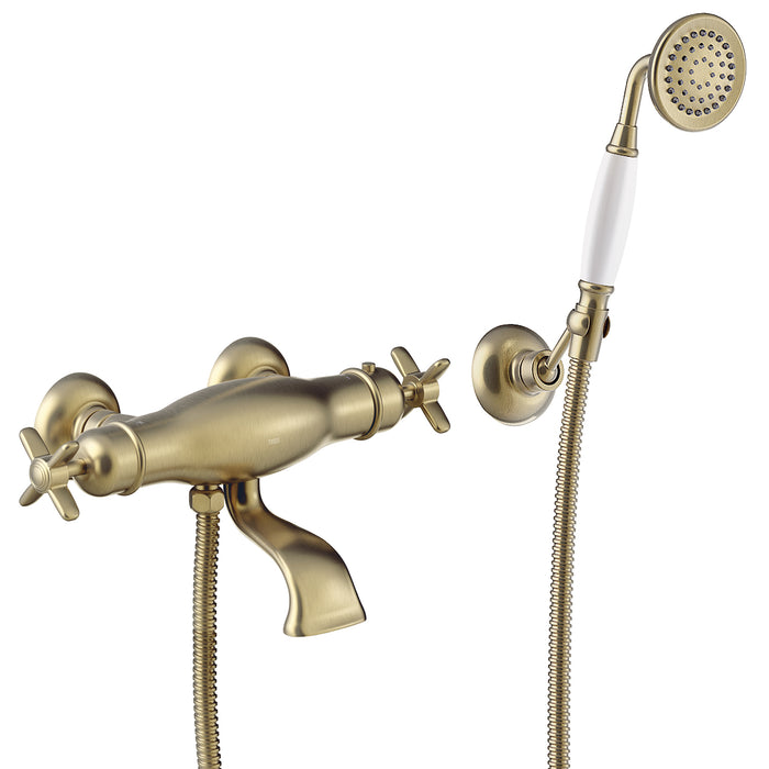 TRES 24217409LM TRES CLASSIC Wall-Mounted Thermostatic Mixer Tap for Bathtub and Shower Old Matte Brass Color