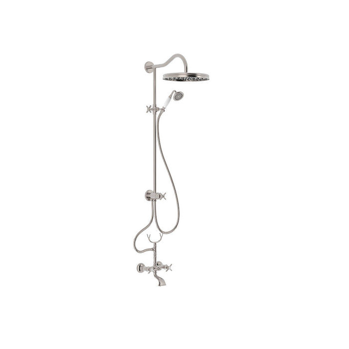 TRES 24217602AC TRES CLASIC 2-Way Wall-Mounted Two-Handle Faucet Set for Bathtub and Shower Steel Color