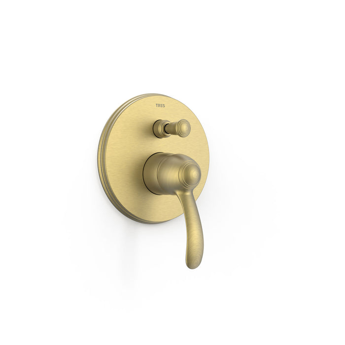 TRES 24218001LM TRES CLASSIC Built-in Single-lever Mixer Tap with 2 Ways for Bathtub and Shower Old Matte Brass Color