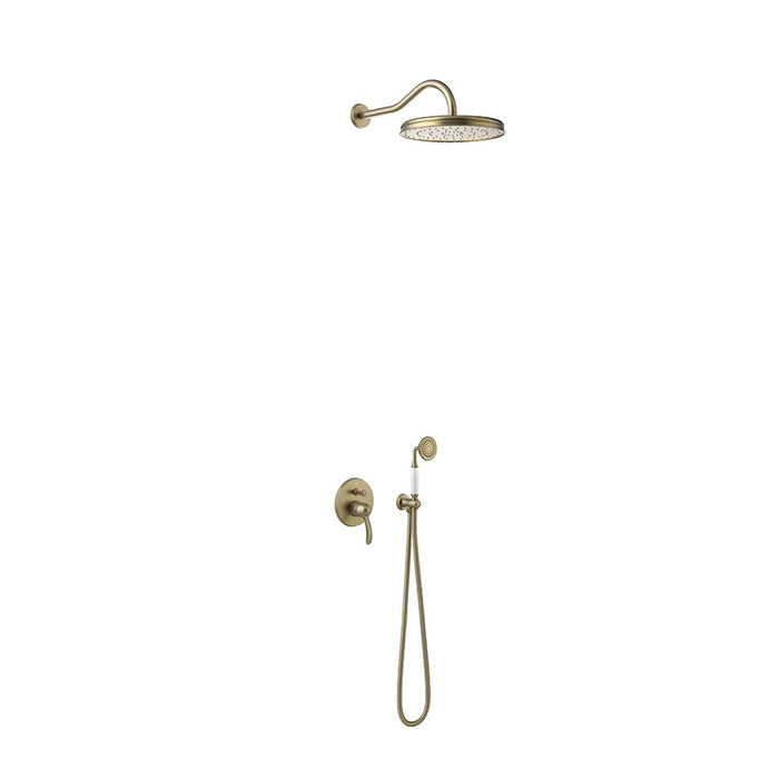 TRES 24218003LM TRES CLASIC 2-Way Recessed Single-Handle Mixer Tap Kit for Shower Matte Old Brass Color