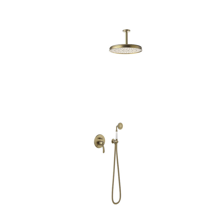 TRES 24218004LV TRES CLASIC 2-Way Recessed Single-Handle Shower Faucet Kit Old Brass Color