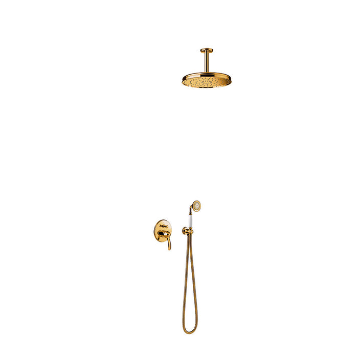 TRES 24218004OR TRES CLASSIC Built-in 2-Way Single-Lever Faucet Kit for Shower 24K Gold Color