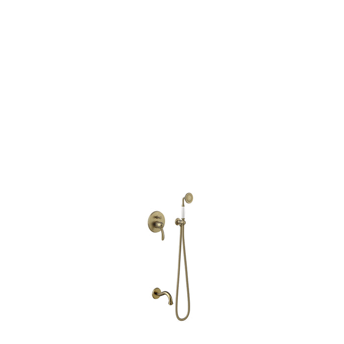 TRES 24218005LM TRES CLASIC 2-Way Recessed Single-Handle Mixer Tap Kit for Shower Matte Old Brass Color