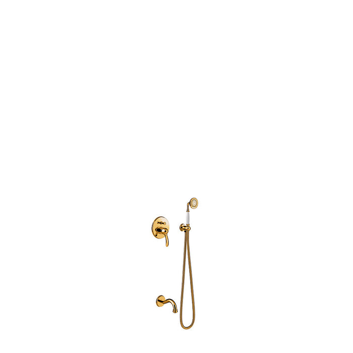 TRES 24218005OR TRES CLASSIC Built-in 2-Way Single-Lever Faucet Kit for Shower 24K Gold Color