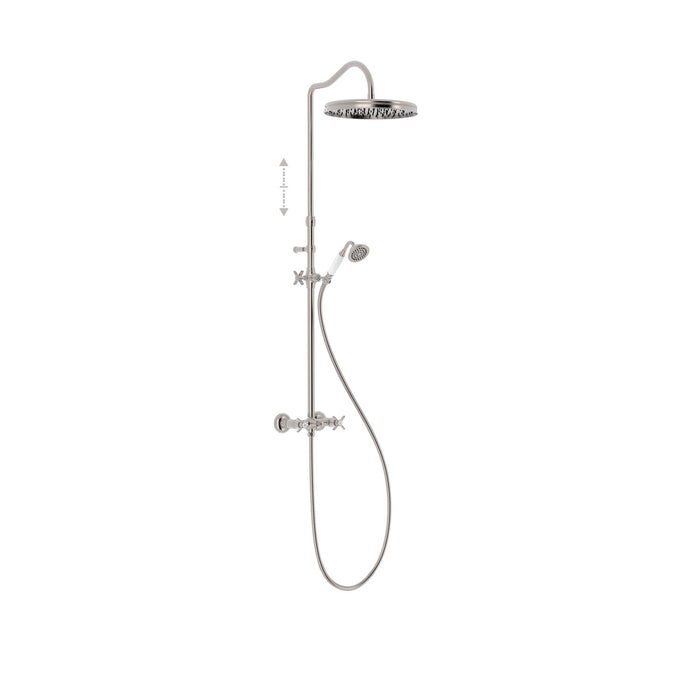 TRES 24219101AC TRES CLASSIC Wall-Mounted Two-Way Dual-Handle Faucet Set for Shower Steel Color