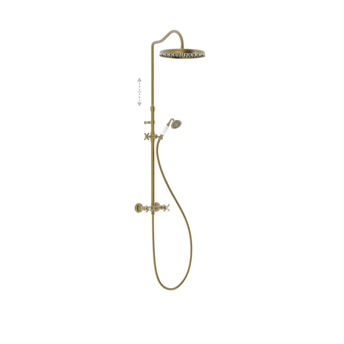 TRES 24219101LM TRES CLASIC 2-Way Wall Mounted Two-Handle Shower Faucet Set Matte Old Brass Color