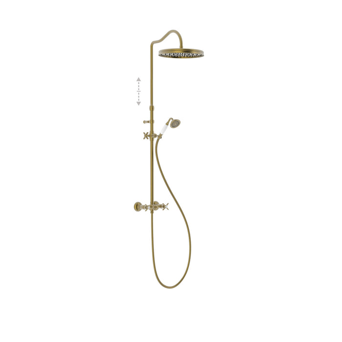TRES 24219101LM TRES CLASSIC Two-Way Wall-Mounted Dual-Handle Faucet Set for Shower Old Matte Brass Color