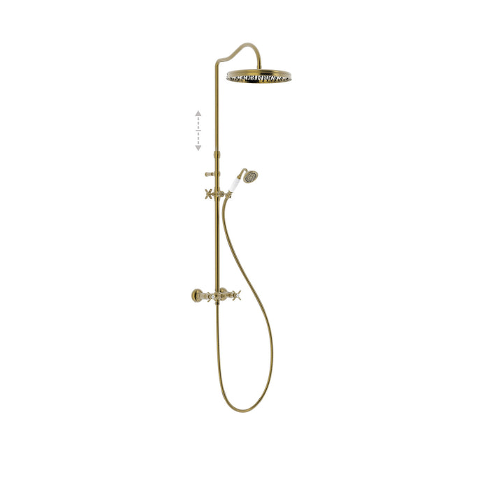 TRES 24219101LV TRES CLASSIC Two-Way Wall-Mounted Dual-Handle Faucet Set for Shower Old Brass Color