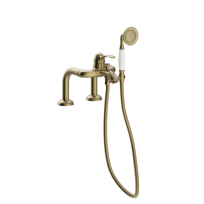 TRES 24219401LM TRES CLASSIC Single-lever Mixer Tap for Bathtub Edge with Angled Water Inlets Old Matte Brass Color