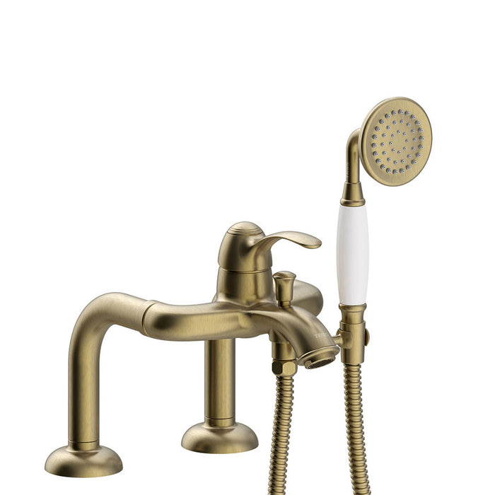 TRES 24219401LV TRES CLASSIC Single-lever Mixer Tap for Bathtub Edge with Angled Water Inlets Old Brass Color