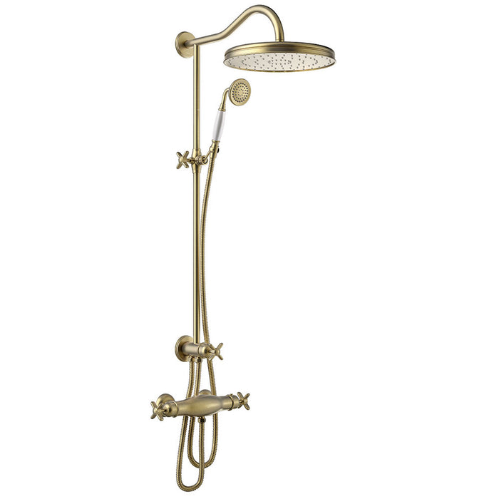 TRES 24219501LV TRES CLASIC 1-Way Wall-Mounted Thermostatic Shower Faucet Set Old Brass Color