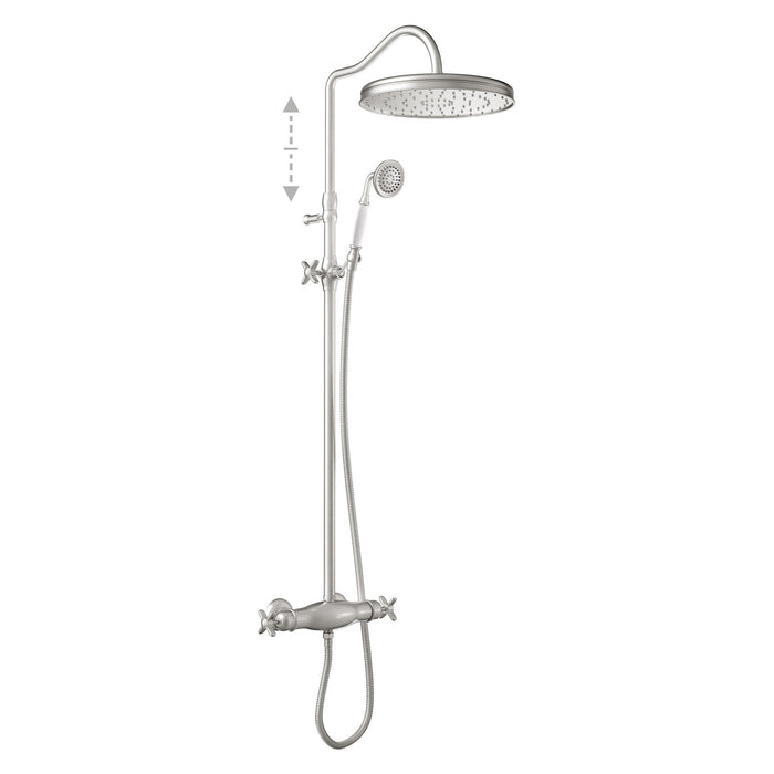 TRES 24219502AC TRES CLASIC 2-Way Wall-Mounted Thermostatic Shower Faucet Set Steel Color