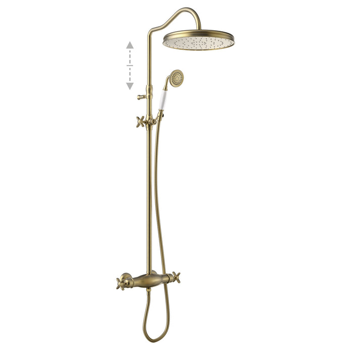 TRES 24219502LM TRES CLASIC 2-Way Wall-Mounted Thermostatic Shower Faucet Set Matte Old Brass Color