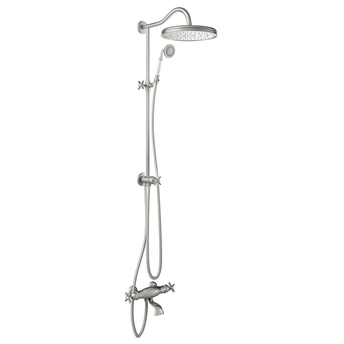 TRES 24219801AC TRES CLASIC 2-Way Wall-Mounted Thermostatic Faucet Set for Bathtub and Shower Steel Color
