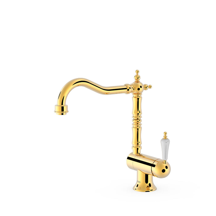 TRES 24233401OR KITCHEN Single-Handle Faucet with Folding Spout Sink 24K Gold Color