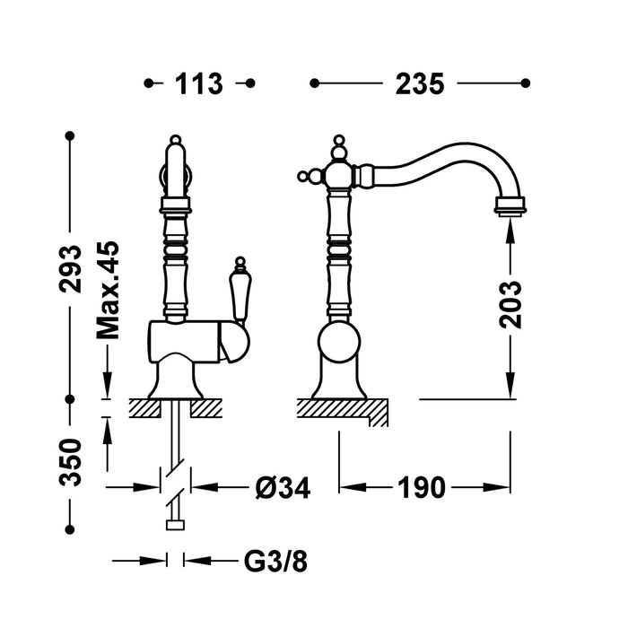 TRES 24234101AC KITCHEN Single-lever Sink Faucet Steel Color