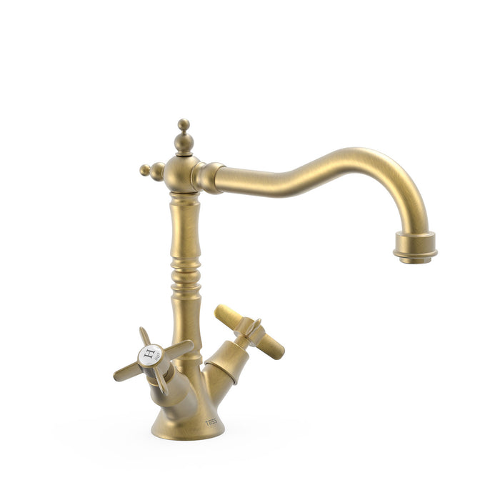 TRES 24234201LM KITCHEN Two-Handle Sink Faucet Matte Old Brass Color