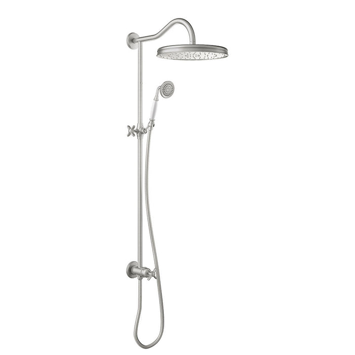 TRES 24247602AC TRES CLASIC Shower Bar Set Without Tap with Wall Water Inlet and Steel Color Sprayer